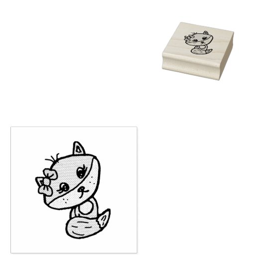 Leuke grillige vos met boog rubberstempel (Gestempeld)