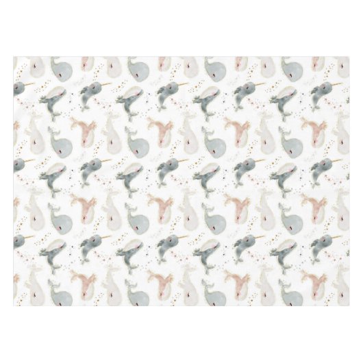 Leuke grillige walvis oceaan onder het Zee thema Tafelkleed (Voorkant (Horizontaal))