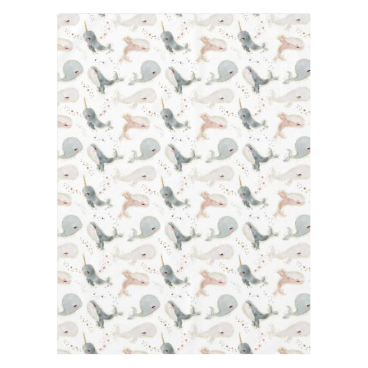 Leuke grillige walvis oceaan onder het Zee thema Tafelkleed (Voorkant)