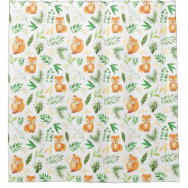 Leuke grillige Waterverf Fox Groene bladeren Douchegordijn