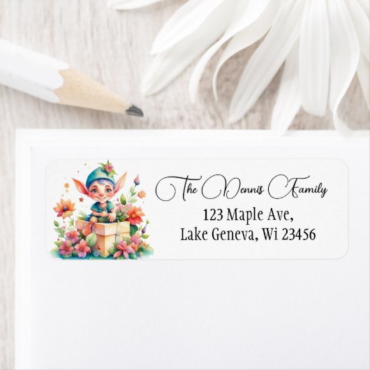 Leuke grillige Waterverf kerst elf Etiket (Insitu)