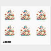 Leuke grillige Waterverf kerst elf Ronde Sticker (Vel)