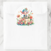 Leuke grillige Waterverf kerst elf Ronde Sticker (Tas)