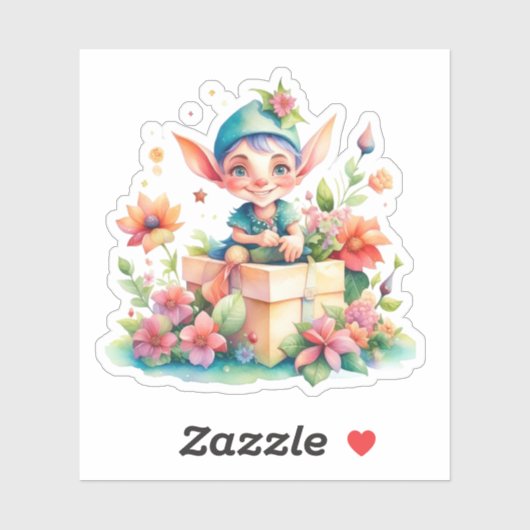 Leuke grillige Waterverf kerst elf Sticker (Vel)