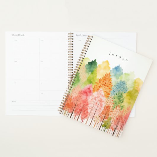 Leuke grillige Waterverf pastelbomen Planner (Display)