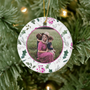 Leuke grillige winter botanicals foto keramisch ornament