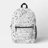 Leuke grillige zilveren sterren op wit gepersonali bedrukte rugzak (Voorkant)