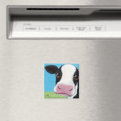 Leuke grillige zwart & wit Koe illustratie Magneet (Insitu (Vaatwasser))