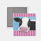 Leuke grillige zwart & wit Koe illustratie Magneet (Voorkant / Achterkant)