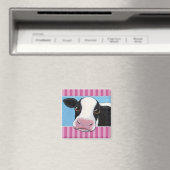 Leuke grillige zwart & wit Koe illustratie Magneet (Insitu (Vaatwasser))