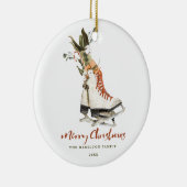 Leuke  Groen Familie Kerstfoto Keramisch Ornament (Rechts)