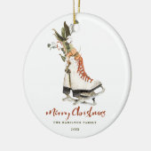 Leuke  Groen Familie Kerstfoto Keramisch Ornament (Links)