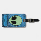 Leuke Groene Alien Gepersonaliseerd Bagagelabel (Voorkant horizontaal)