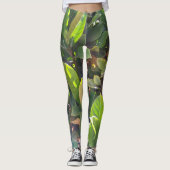 Leuke groene bladeren Natuur Print Leggings (Voorkant)