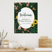 Leuke Groene Bloemen Welkom bij Baby shower Sign Poster (Keuken)