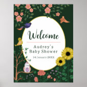 Leuke Groene Bloemen Welkom bij Baby shower Sign Poster (Voorkant)