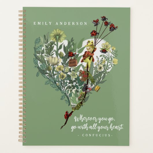 Leuke groene dame bug Inspirerend avontuur citaat Planner (Voorkant)