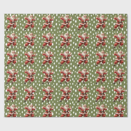 Leuke Groene  Dansende Sinterklaas Cadeaupapier (Vlak)