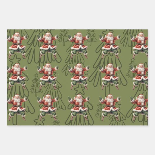 Leuke Groene  Dansende Sinterklaas Inpakpapier Vel (Voorkant 2)