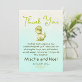 Leuke groene dinosaurus jongens Baby shower dank u Bedankkaart (Staand voorkant)