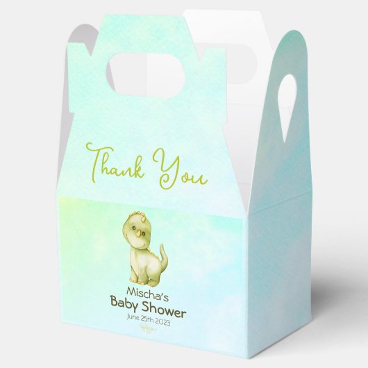Leuke groene dinosaurus thema Baby shower Fav Bedankdoosjes (Geopend)