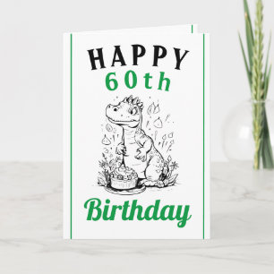 Leuke Groene en Witte Trex Man 60e Verjaardag Kaart