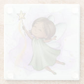 Leuke Groene Fairy Holding Star Wand Glazen Onderzetter (Achterkant)