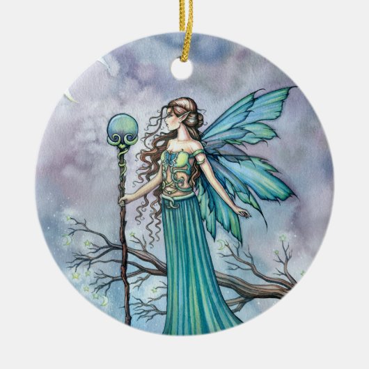 Leuke Groene Feeënornament van Molly Harrison Keramisch Ornament (Voorkant)