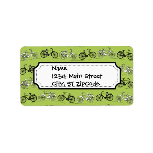 Leuke Groene Fietsen Patroonprint Etiket (Voorkant)