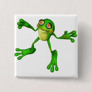 Leuke Groene Froggy Vierkante Button 5,1 Cm