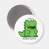 Leuke groene gelukkige dinosaurus magneet (Voorkant / Achterkant)