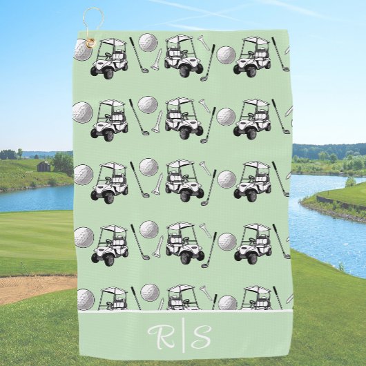 Leuke Groene Golfballen Mopshond Kar Eigen Monogra Golfhanddoek