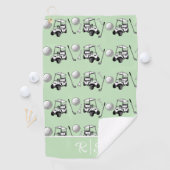 Leuke Groene Golfballen Mopshond Kar Eigen Monogra Golfhanddoek (Insitu)