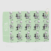 Leuke Groene Golfballen Mopshond Kar Eigen Monogra Golfhanddoek (Horizontaal)