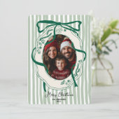 Leuke groene hand getekend vrolijke kerst familie  kaart (Staand voorkant)