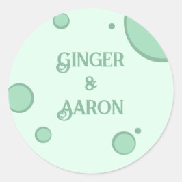 Leuke Groene Hippie Cirkels Retro Bruiloft Ronde Sticker