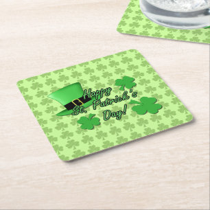 Leuke groene hoed met klavertjes Patricks Dag Kartonnen Onderzetters