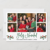 Leuke groene kalligrafie 5 foto Feliz Navidad Feestdagenkaart (Voorkant)
