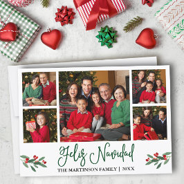 Leuke groene kalligrafie 5 foto Feliz Navidad Feestdagenkaart