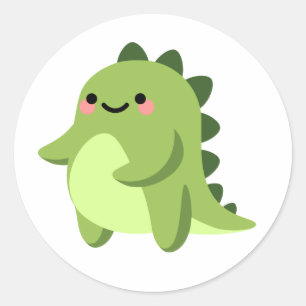 Leuke Groene Kawaii Dinosaurus Ronde Sticker