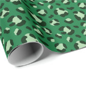 Leuke groene kerst luipaard print cadeaupapier (Rol Hoek)