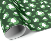 Leuke groene kerst luipaard print cadeaupapier (Rol Hoek)