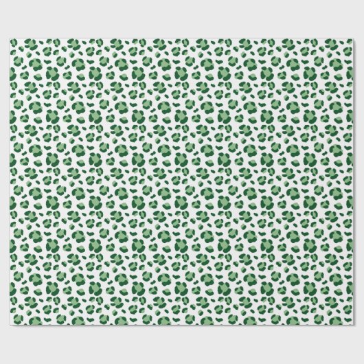 Leuke groene kerst luipaard print cadeaupapier (Vlak)