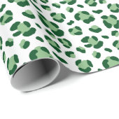 Leuke groene kerst luipaard print cadeaupapier (Rol Hoek)