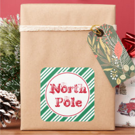 Leuke groene Kerstmis-Noordpool-cadeaublaadje-stic Vierkante Sticker