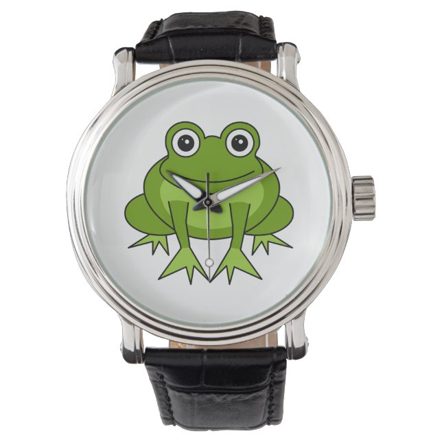 Leuke groene kikker Cartoon Horloge (Voorkant)