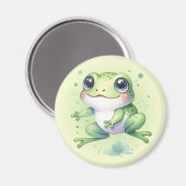 Leuke groene kikker Cartoon Magneet (Voorkant / Achterkant)