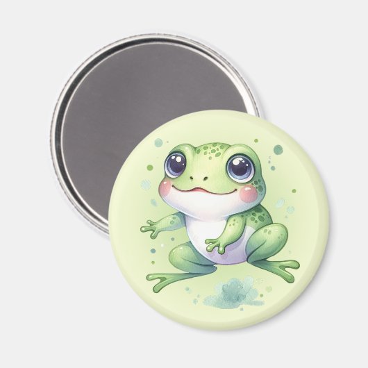Leuke groene kikker Cartoon Magneet (Voorkant / Achterkant)