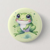 Leuke groene kikker Cartoon Ronde Button 5,7 Cm (Voorkant)