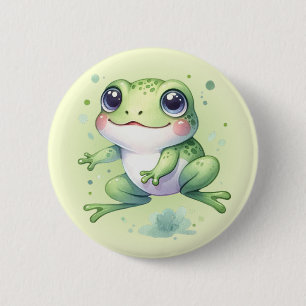 Leuke groene kikker Cartoon Ronde Button 5,7 Cm